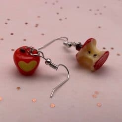 oorbellen klokhuis en appel met hartje